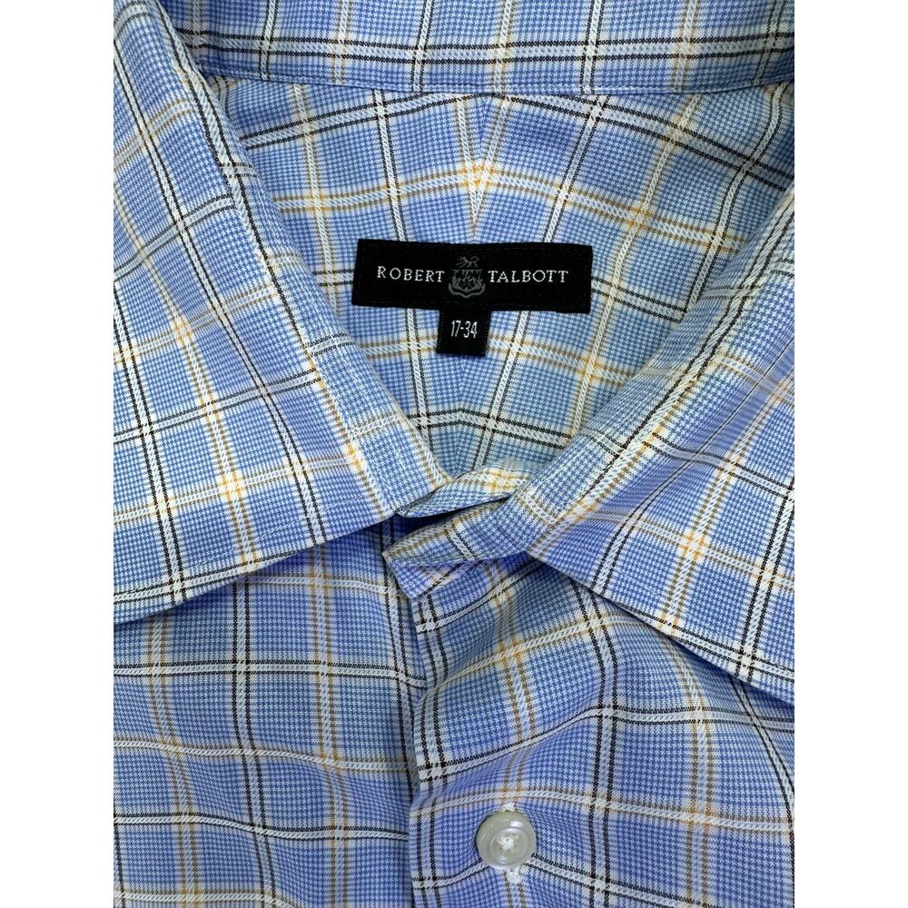 Robert Talbott Blue Plaid Dress Shirt French Cuffs Size XL (17/34) - Picture 5 of 11